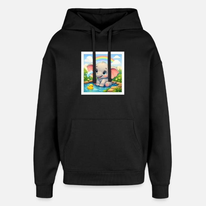 Elli the Elephant - Oversized Unisex Hoodie by Stanley/Stella - black