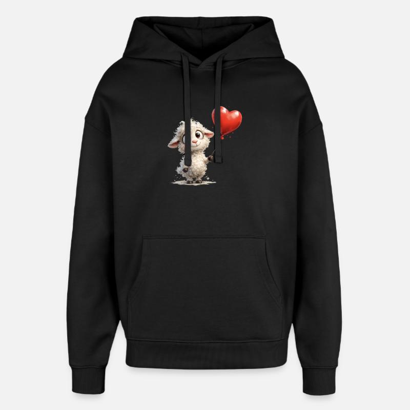Lamm mit Herzballon - Oversized Unisex Hoodie von Stanley/Stella - Schwarz