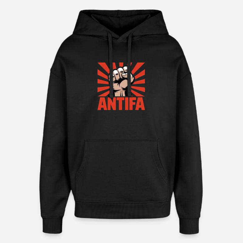 Antifa - Antifascist Merch - Oversized Unisex Hoodie von Stanley/Stella - Schwarz