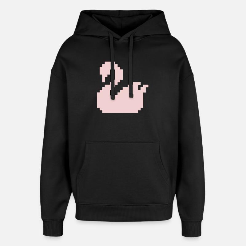 Silhouette rose Pixel Swan - Sweat à capuche unisexe Stanley/Stella Oversized - noir
