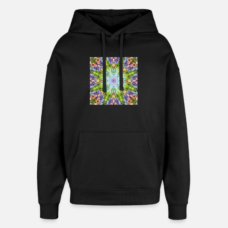 Mandala de Fleurs Kaléidoscope - Sweat à capuche unisexe Stanley/Stella Oversized - noir