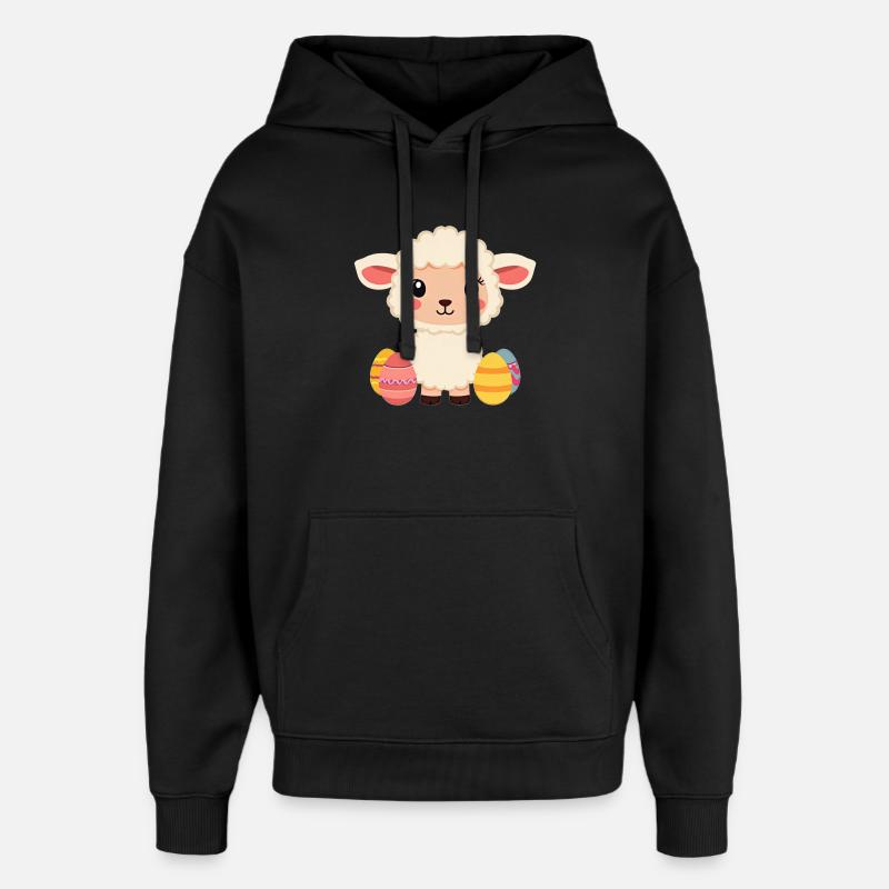 Sheep at Easter - Oversized Unisex Hoodie by Stanley/Stella - black