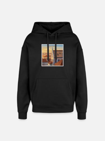 Zagreb Dachlandschaft im Abendlicht - Oversized Unisex Hoodie von Stanley/Stella - Schwarz