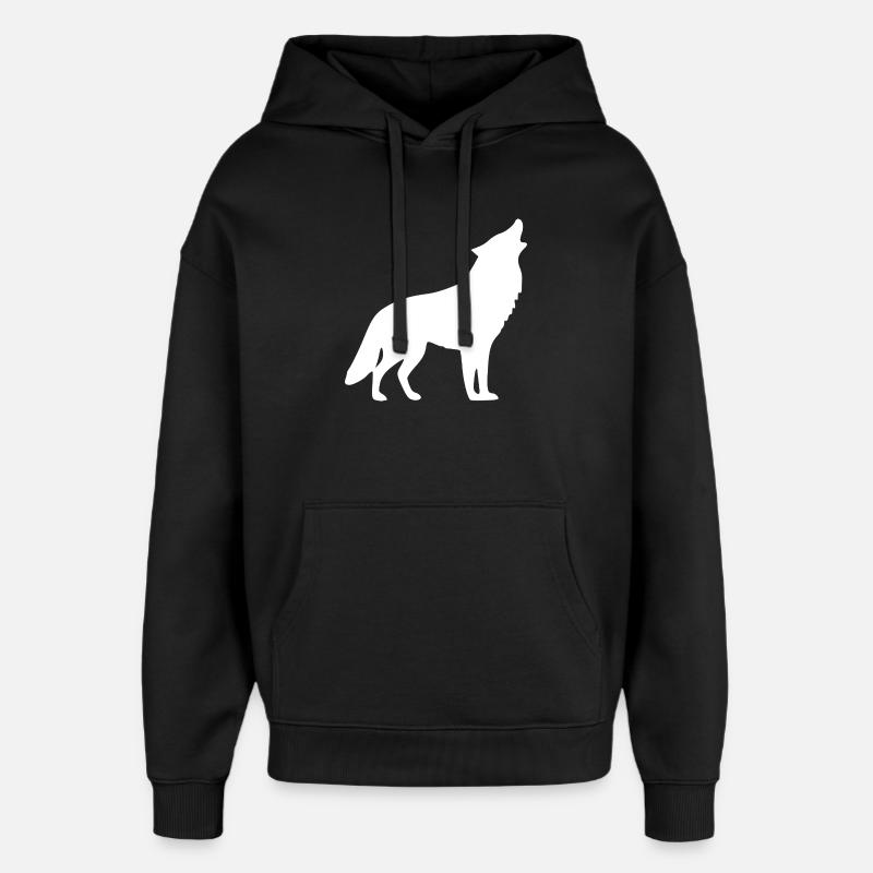 Loup Hurlant Blanc - Sweat à capuche unisexe Stanley/Stella Oversized - noir