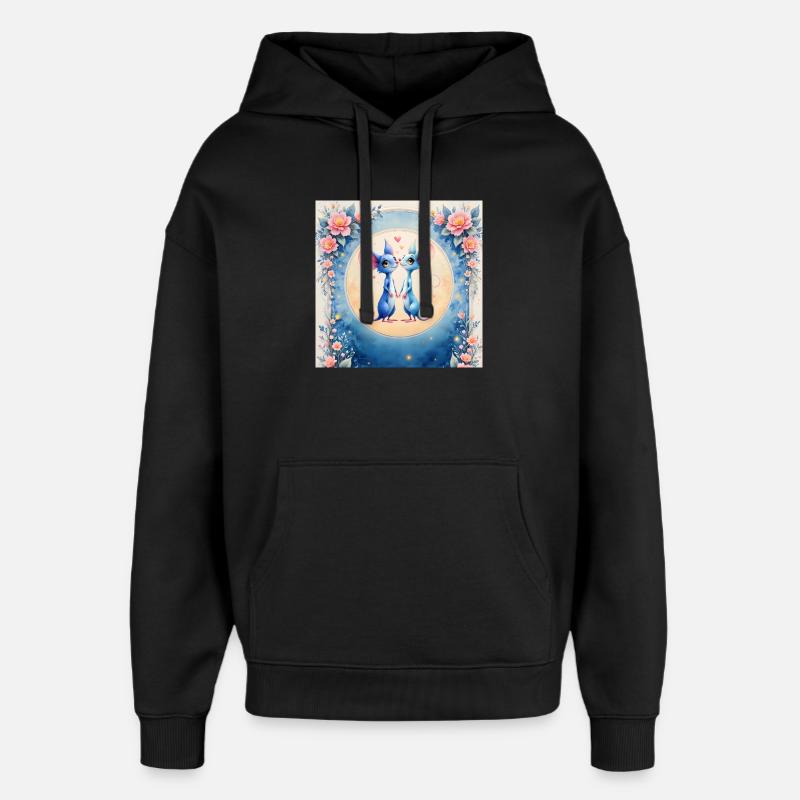 Souris bleues amoureuses - Sweat à capuche unisexe Stanley/Stella Oversized - noir