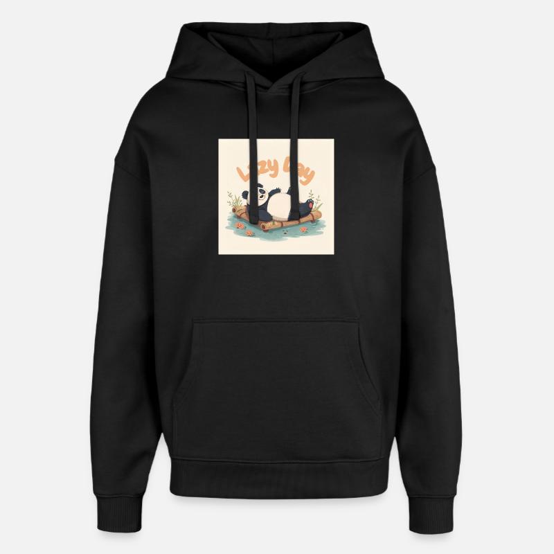 Panda ensieste sur radeau - Sweat à capuche unisexe Stanley/Stella Oversized - noir