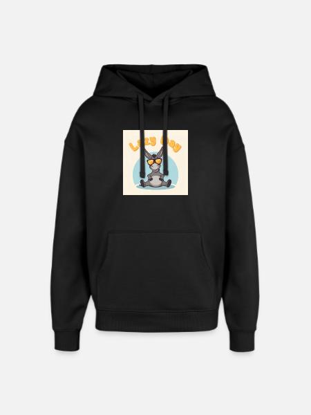 Sloth Day - Donkey Relax - Oversized Unisex Hoodie by Stanley/Stella - black