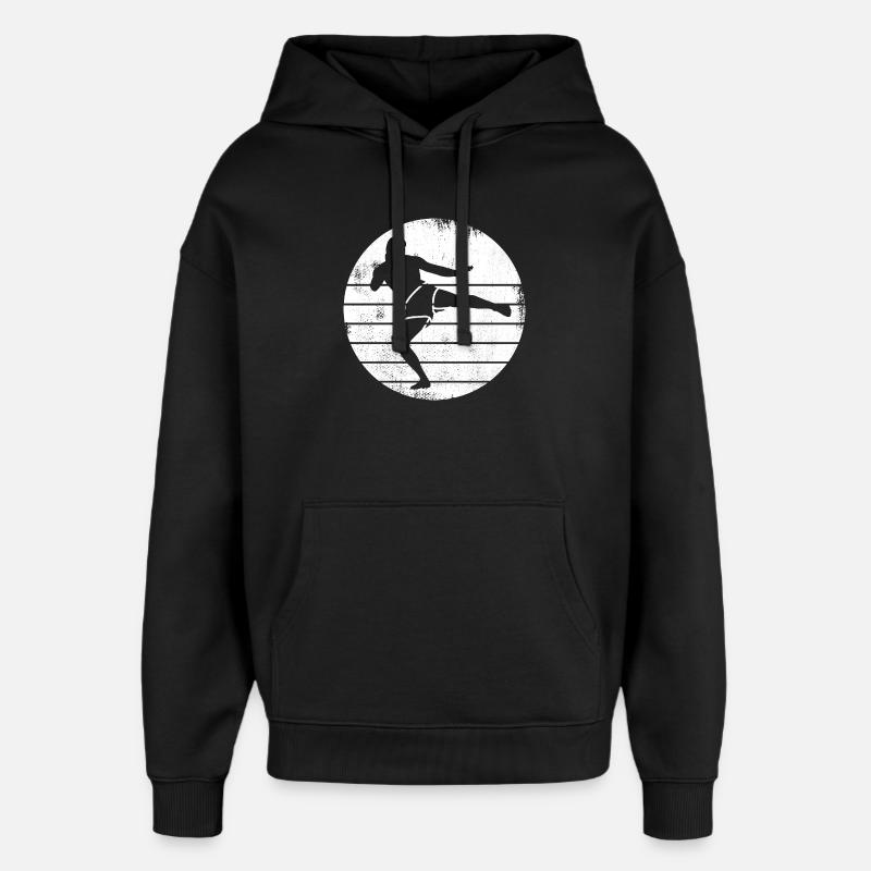 Dessin de kickboxeur - Sweat à capuche unisexe Stanley/Stella Oversized - noir
