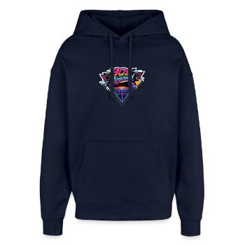 80s Legend Neon Retro - Oversized Unisex Hoodie by Stanley/Stella - navy - Front - AI Model Female 172 light (172cm) & AI Model Male 185 light (185cm)