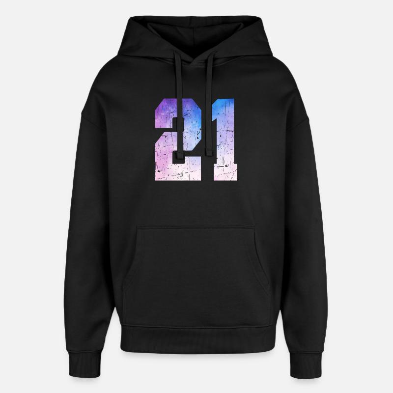  numéro 21 – Cadeau anniversaire 21 ans - Sweat à capuche unisexe Stanley/Stella Oversized - noir
