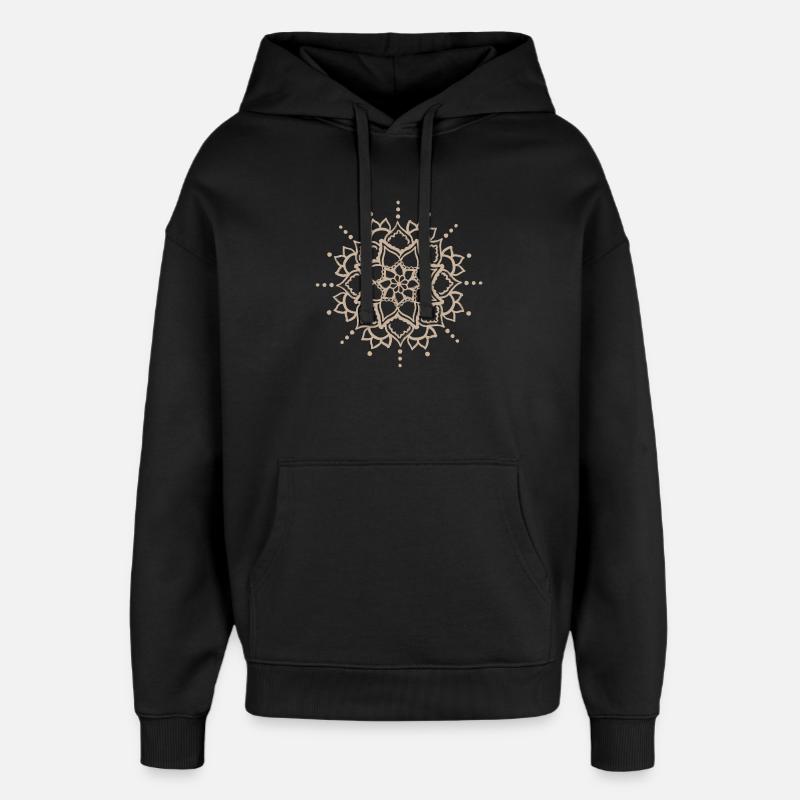 Fleur Mandala beige - Sweat à capuche unisexe Stanley/Stella Oversized - noir