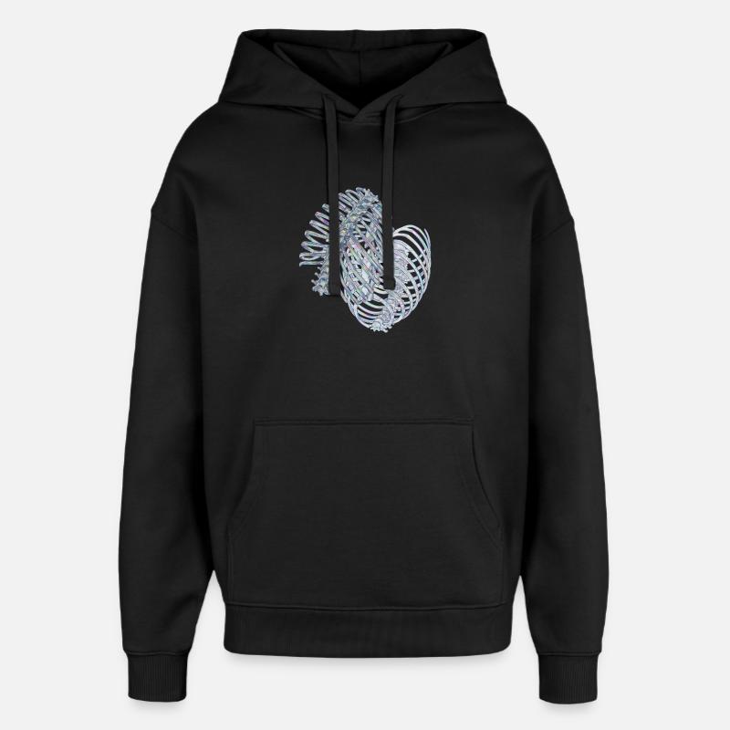 Nervures irisées en spirale - Sweat à capuche unisexe Stanley/Stella Oversized - noir