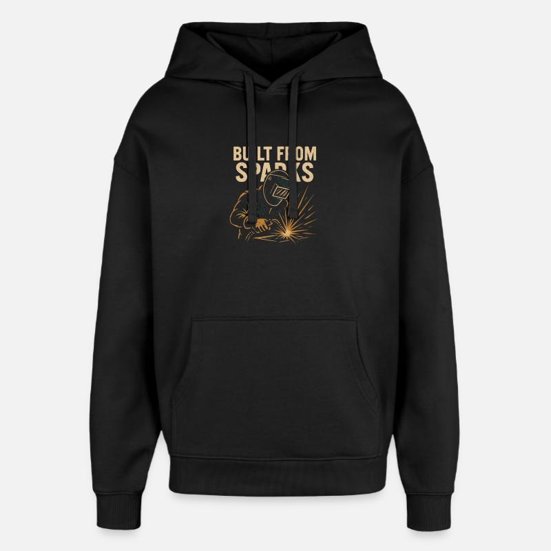 Costruito con Sparks Welder Crafts - Stanley/Stella Oversized Felpa con cappuccio unisex - nero