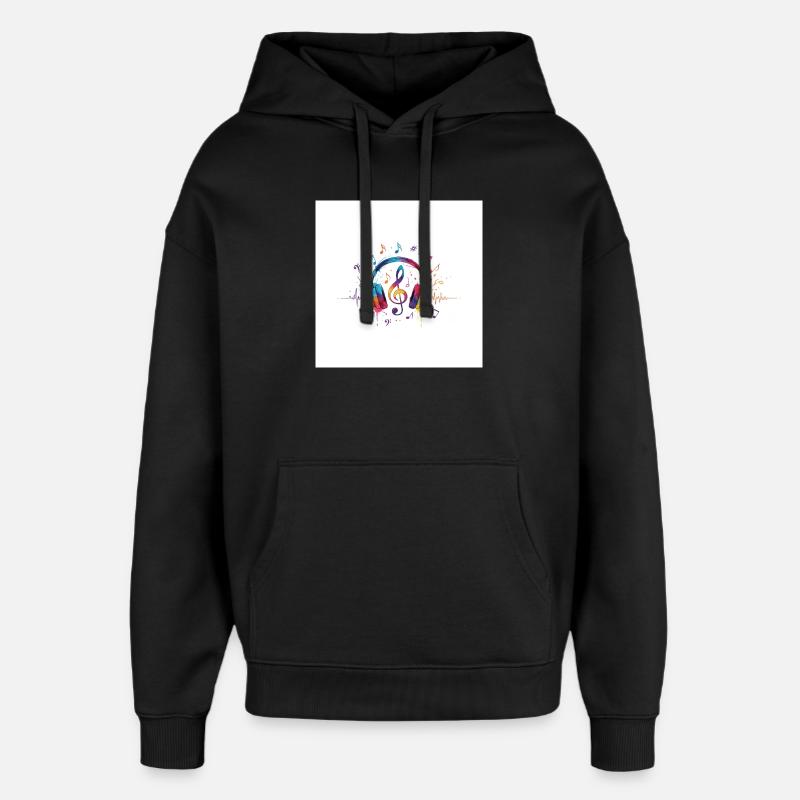 Bunte Kopfhörer Musikdesign - Oversized Unisex Hoodie von Stanley/Stella - Schwarz