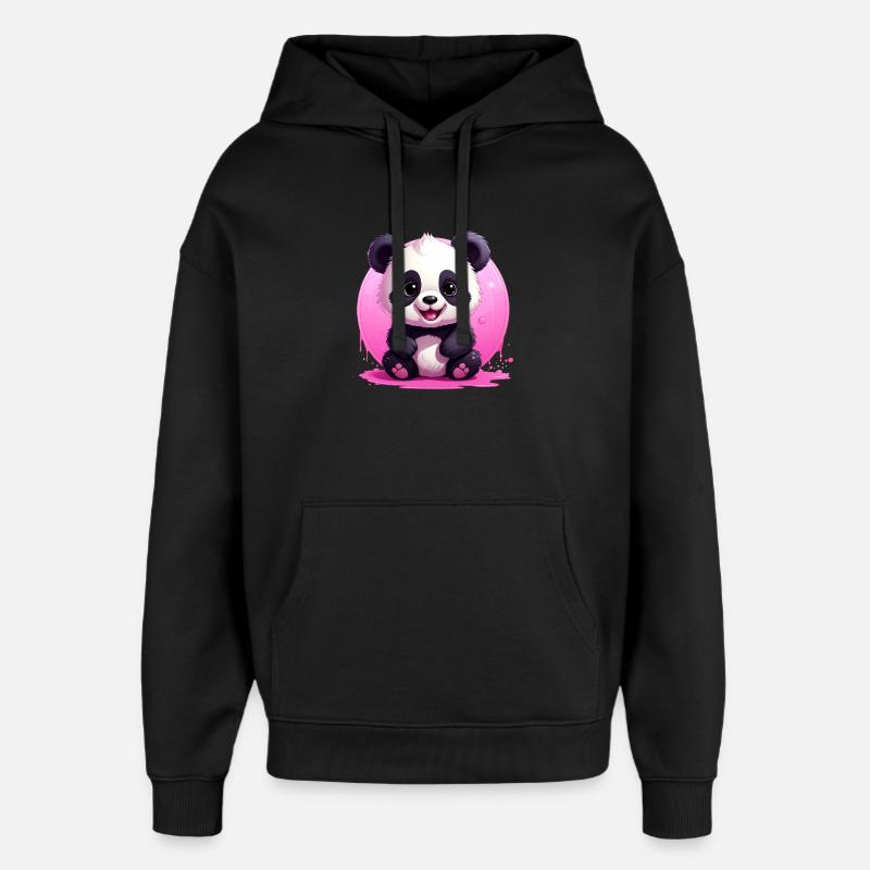 panda mignon - Sweat à capuche unisexe Stanley/Stella Oversized - noir