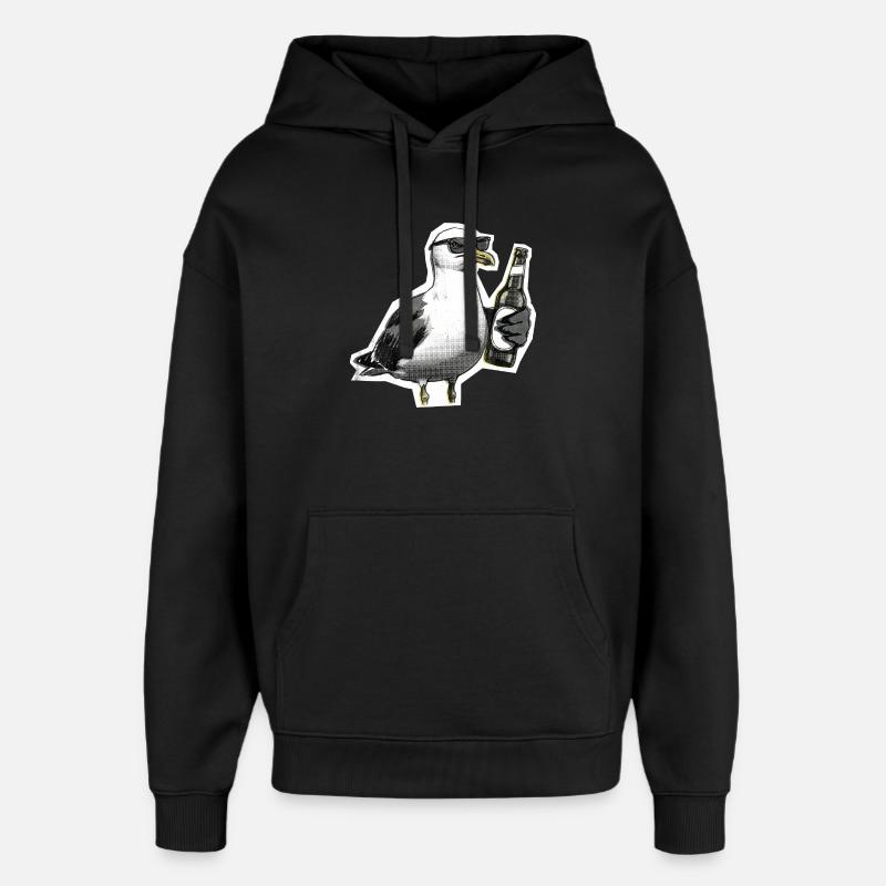 Möwe Bier Küste - Oversized Unisex Hoodie von Stanley/Stella - Schwarz