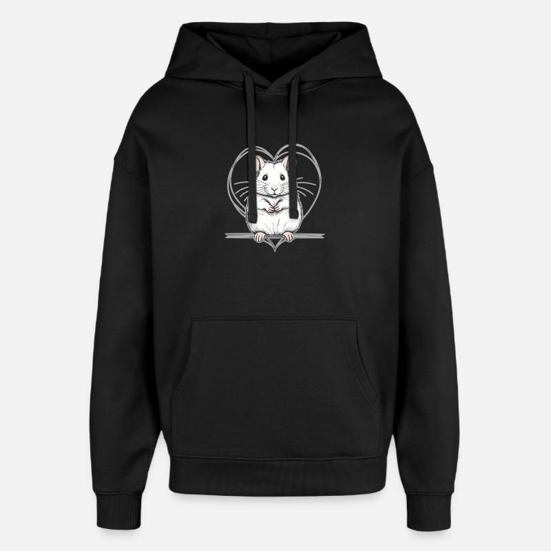 Hamster avec cœur - Sweat à capuche unisexe Stanley/Stella Oversized - noir