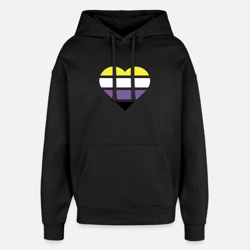 Pride Flag Heart · Nonbinary - Oversized Unisex Hoodie von Stanley/Stella - Schwarz
