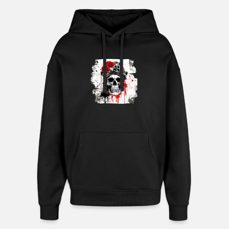 Rosen-Schädel mit Kopfhörer - Oversized Unisex Hoodie von Stanley/Stella - Schwarz