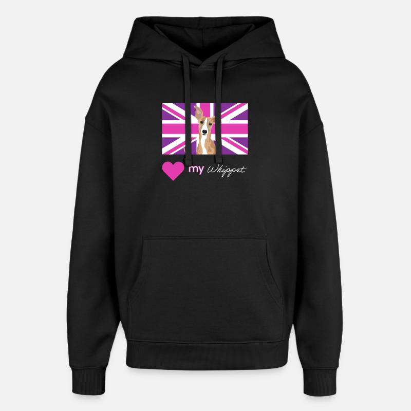 PURPLEWHIPPET (Blanc) - Sweat à capuche unisexe Stanley/Stella Oversized - noir