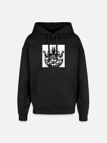 Muscular Net Skulls - Oversized Unisex Hoodie by Stanley/Stella - black