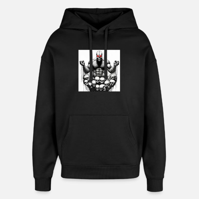 Muscular Net Skulls - Oversized Unisex Hoodie by Stanley/Stella - black