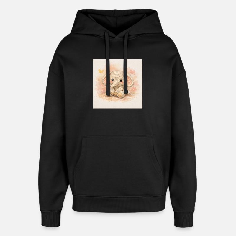 Yarn elephant - Oversized Unisex Hoodie by Stanley/Stella - black