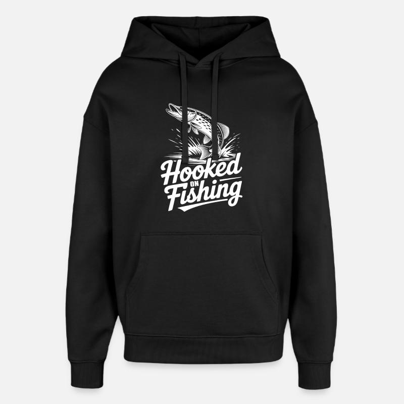 Accro à la pêche - Sweat à capuche unisexe Stanley/Stella Oversized - noir