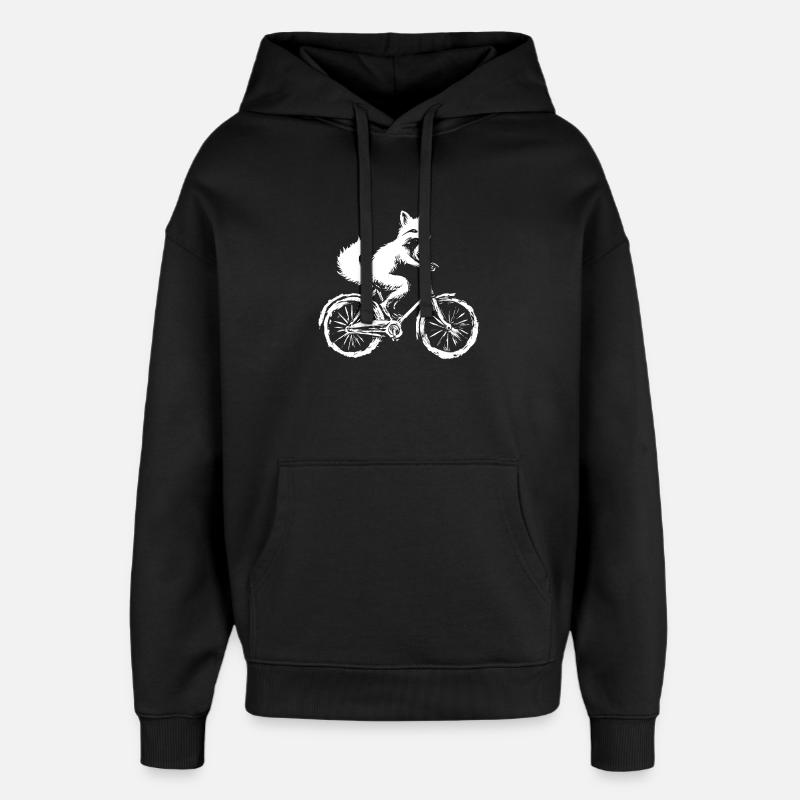 Funny Bicycle Fox - Oversized Unisex Hoodie by Stanley/Stella - black
