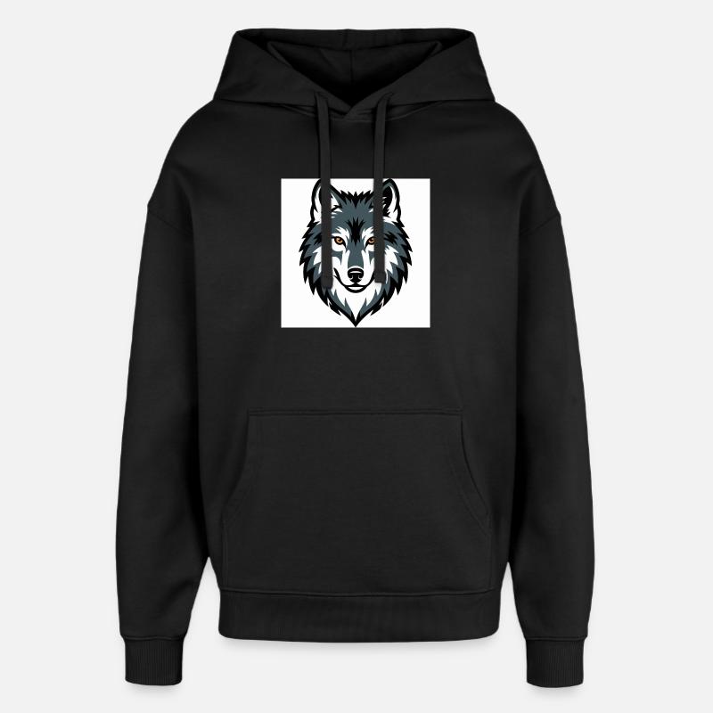 Emblème graphique du loup - Sweat à capuche unisexe Stanley/Stella Oversized - noir