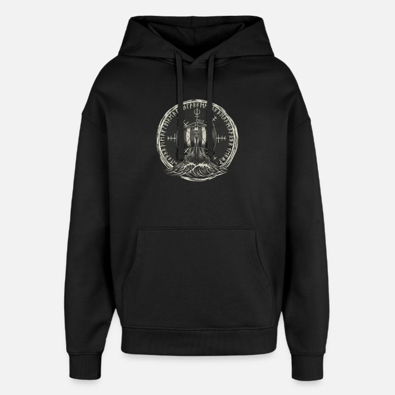 Wikinger Langschiff - Drachenboot - Oversized Unisex Hoodie von Stanley/Stella - Schwarz