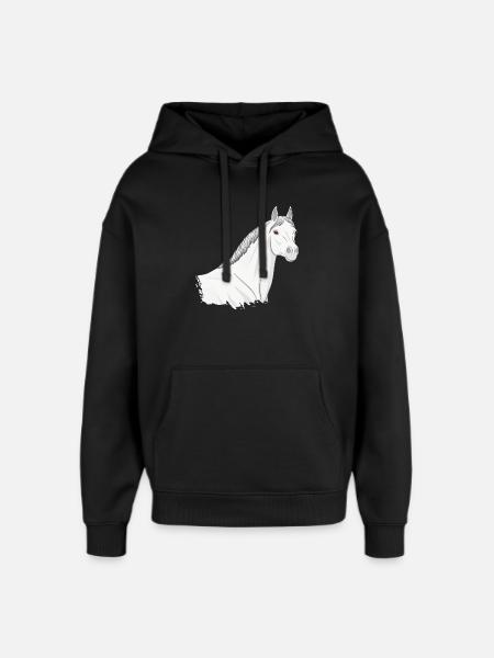 Der Kopf eines hellgrauen Abbayan-Pferdes - Oversized Unisex Hoodie von Stanley/Stella - Schwarz