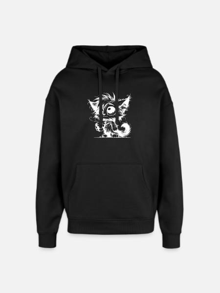 Big eyes, small cup, huge personality - Oversized Unisex Hoodie by Stanley/Stella - black