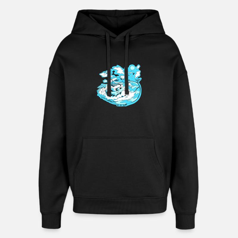 Ours polaire surfeur  - Sweat à capuche unisexe Stanley/Stella Oversized - noir