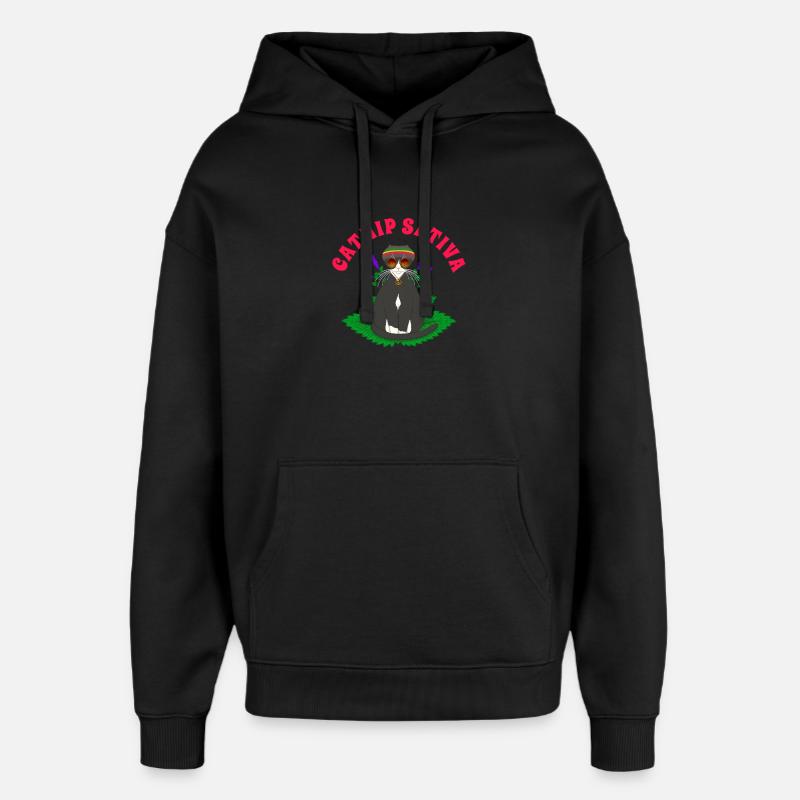 Herbe à chat Sativa - Sweat à capuche unisexe Stanley/Stella Oversized - noir