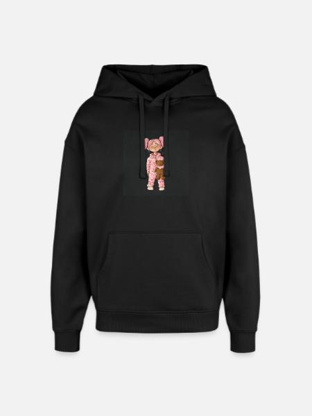 Mädchen Rosa Onesie mit Teddy - Oversized Unisex Hoodie von Stanley/Stella - Schwarz