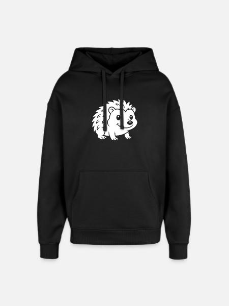 Igel Silhouette Herbst Tiermotiv - Oversized Unisex Hoodie von Stanley/Stella - Schwarz