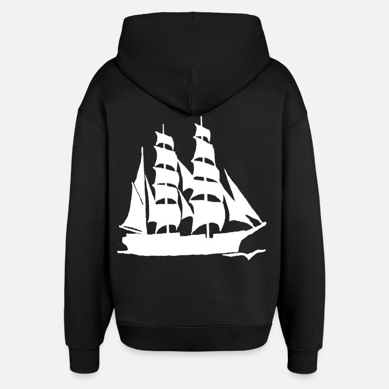 VOILIER GRAND FORMAT BLANC - Sweat à capuche unisexe Stanley/Stella Oversized - noir
