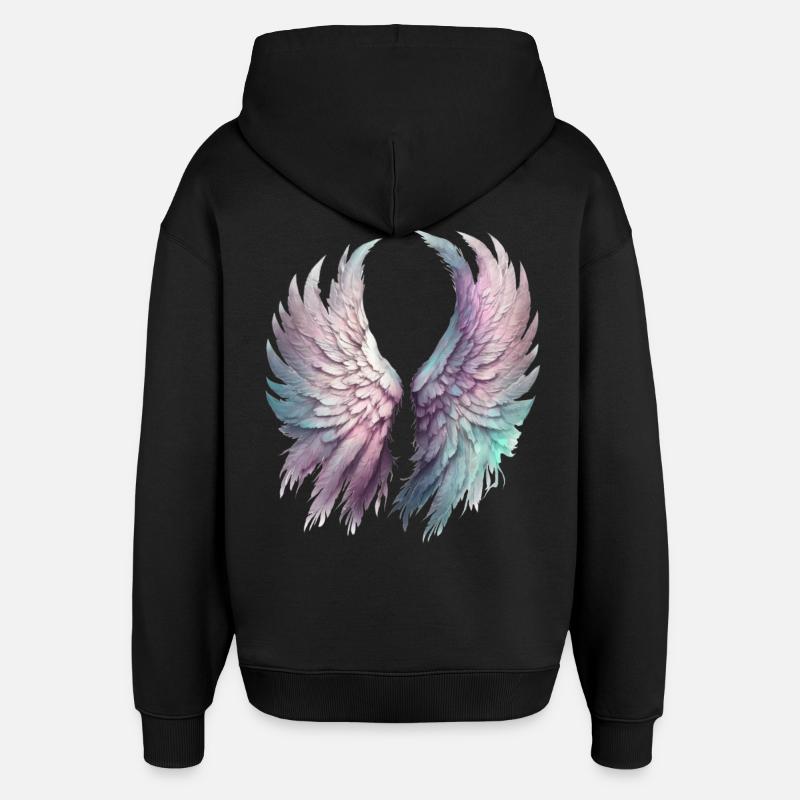 Ailes Pastel Éthéré - Sweat à capuche unisexe Stanley/Stella Oversized - noir