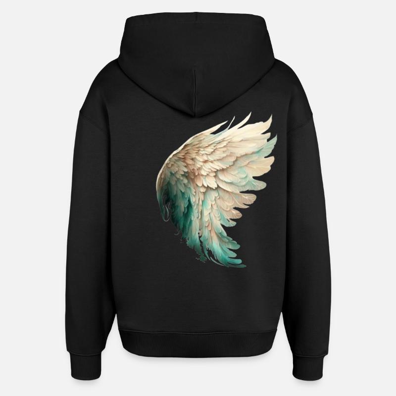 Aile d'oiseau pastel élégante - Sweat à capuche unisexe Stanley/Stella Oversized - noir
