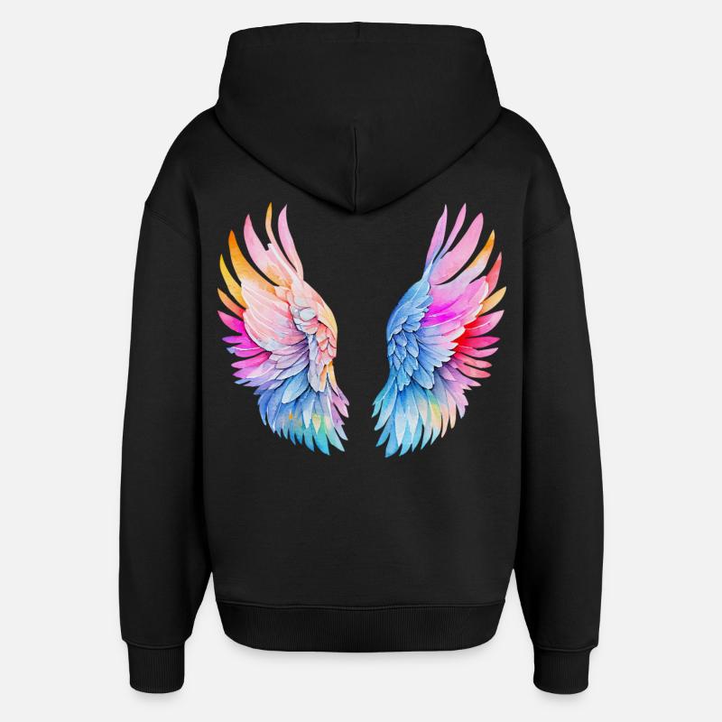 Ailes d’ange arc-en-ciel - Sweat à capuche unisexe Stanley/Stella Oversized - noir