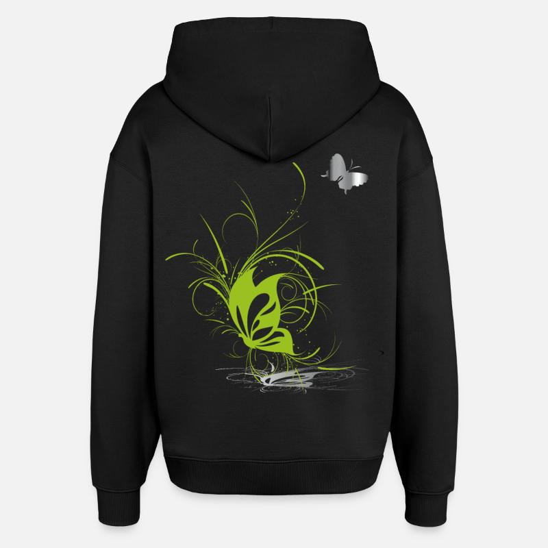 Papillon Papillon Printemps - Sweat à capuche unisexe Stanley/Stella Oversized - noir