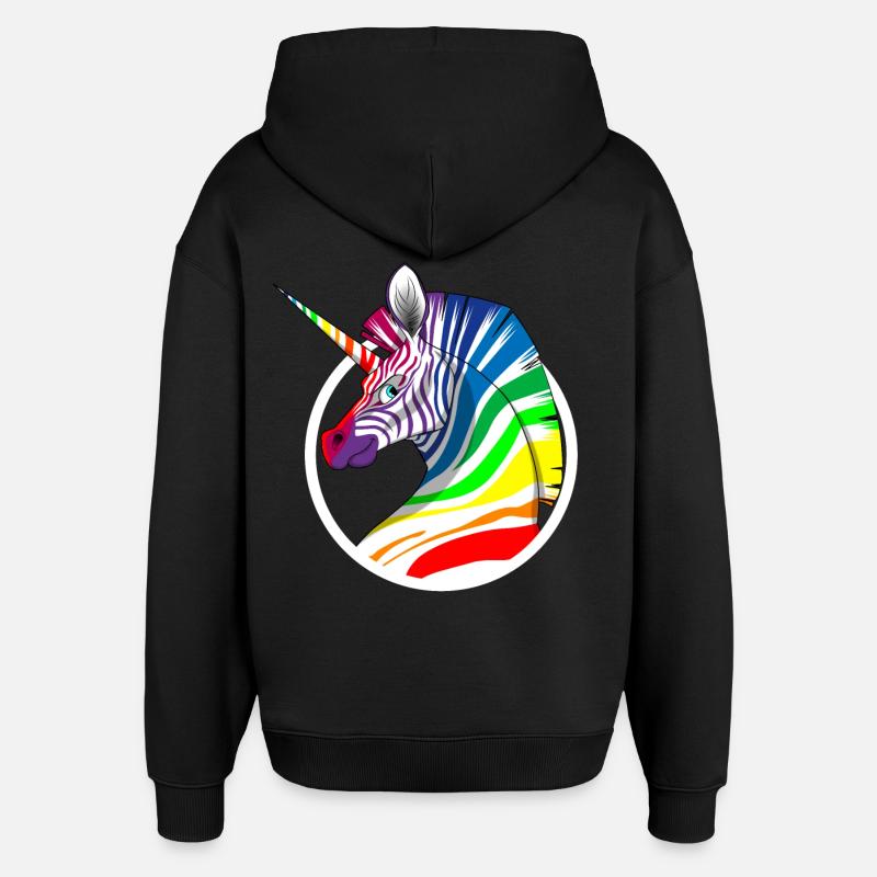 Regenbogen Einhorn Zebra - Oversized Unisex Hoodie von Stanley/Stella - Schwarz