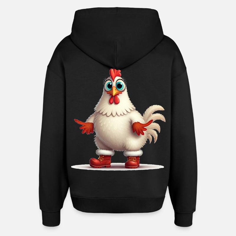 Poule fougueuse avec bottes - Sweat à capuche unisexe Stanley/Stella Oversized - noir