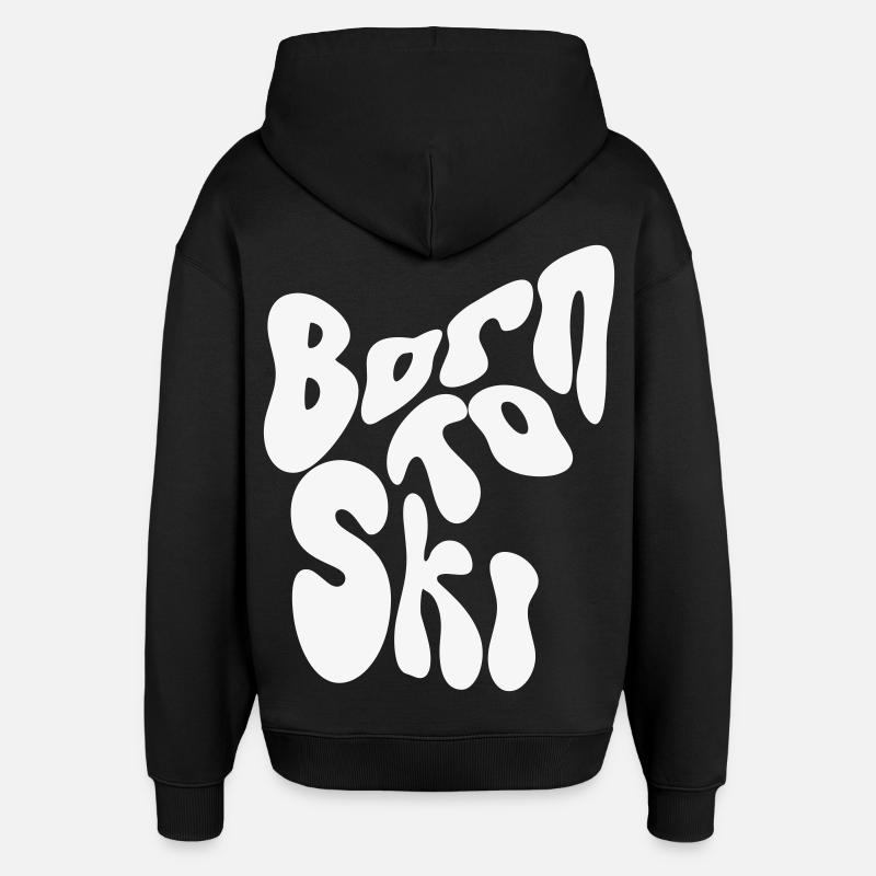 Né pour skier - Winter Design - Sweat à capuche unisexe Stanley/Stella Oversized - noir
