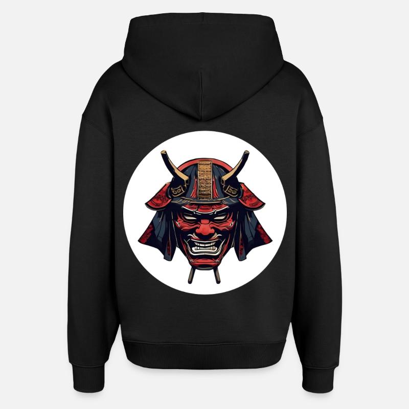 Casque de démon Oni rouge - Sweat à capuche unisexe Stanley/Stella Oversized - noir