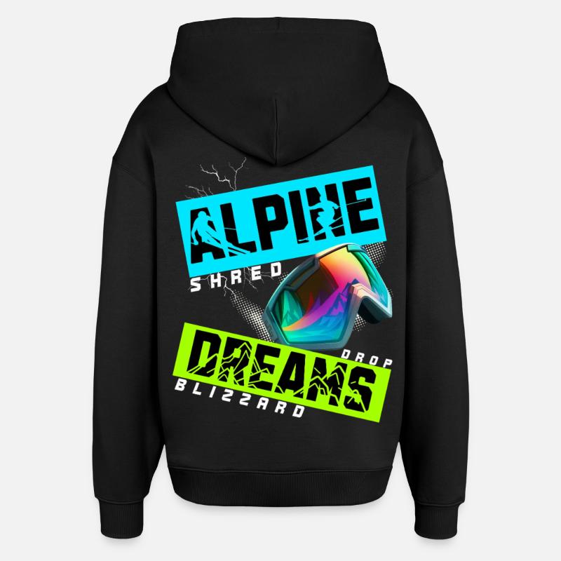 Alpine Dreams Ski Snowboard Shred Design - Sweat à capuche unisexe Stanley/Stella Oversized - noir