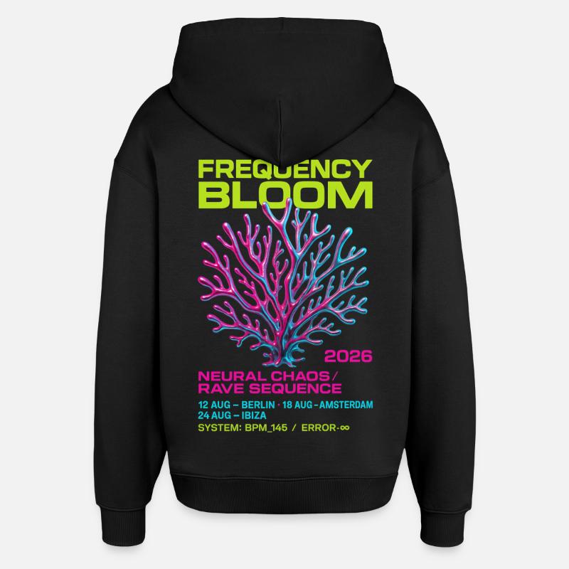 Fréquence Bloom - Sweat à capuche unisexe Stanley/Stella Oversized - noir