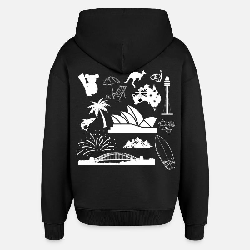 Sydney en symboles (blanc) - Sweat à capuche unisexe Stanley/Stella Oversized - noir