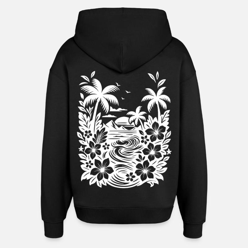 Blanc de plage - Sweat à capuche unisexe Stanley/Stella Oversized - noir